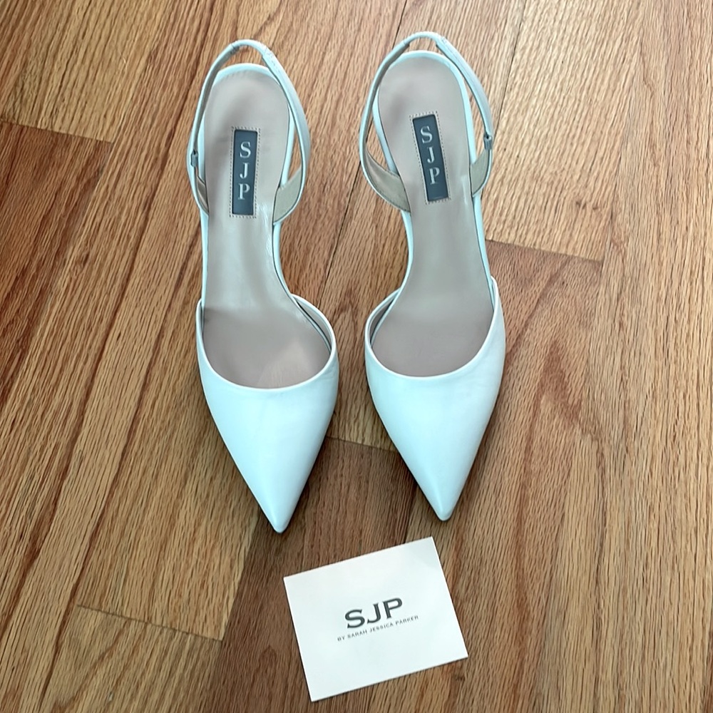 Brand new SJP white sling back pumps 👰🏼